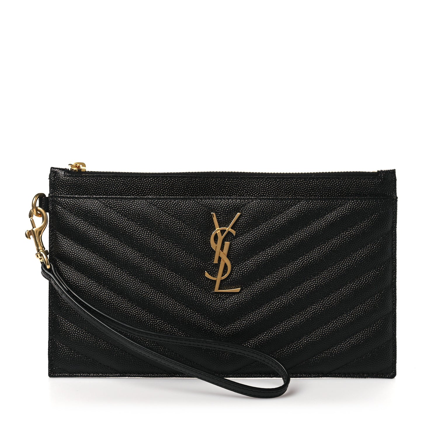 Grain De Poudre Chevron Monogram Large Bill Pouch Black