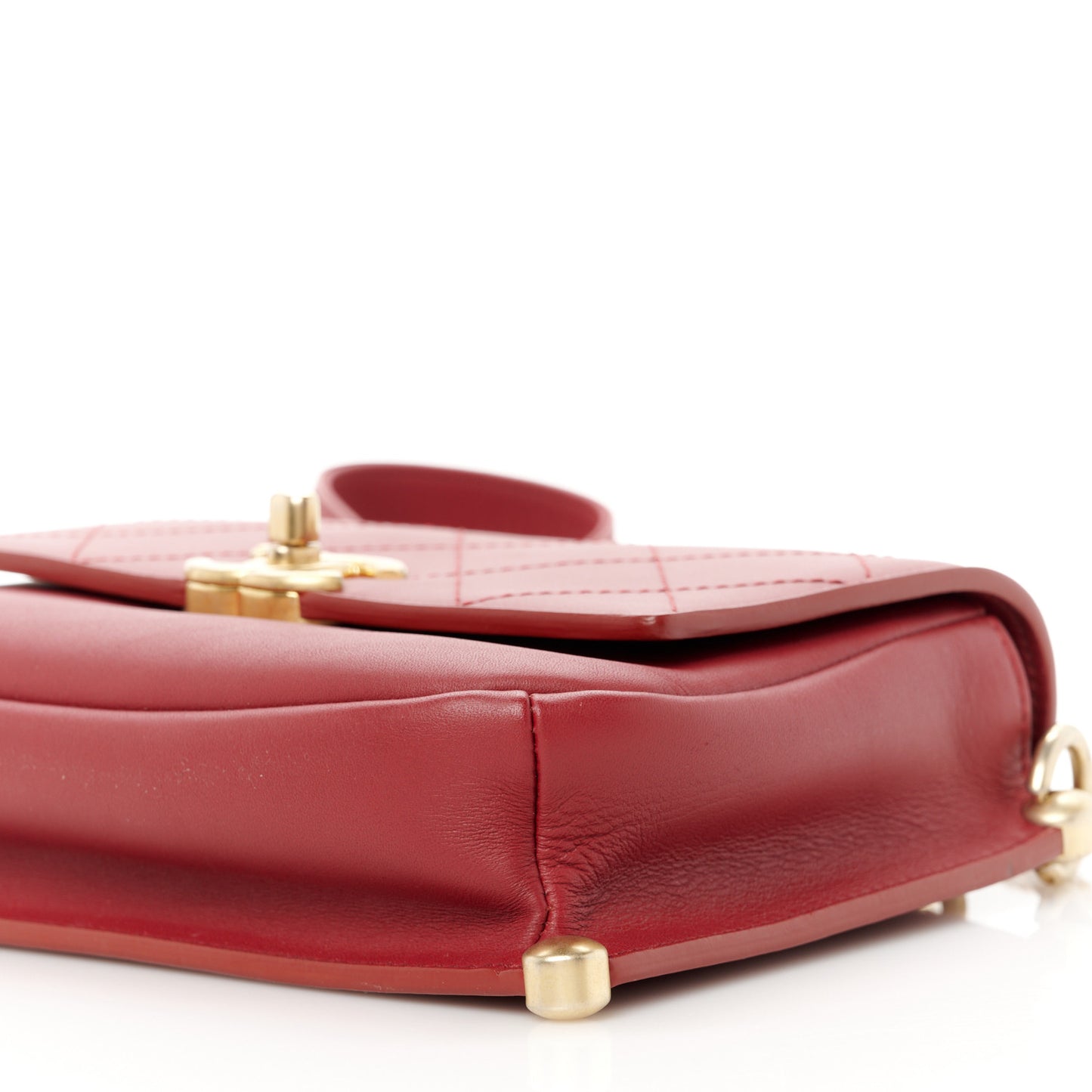 Calfskin Stitched Flap Red