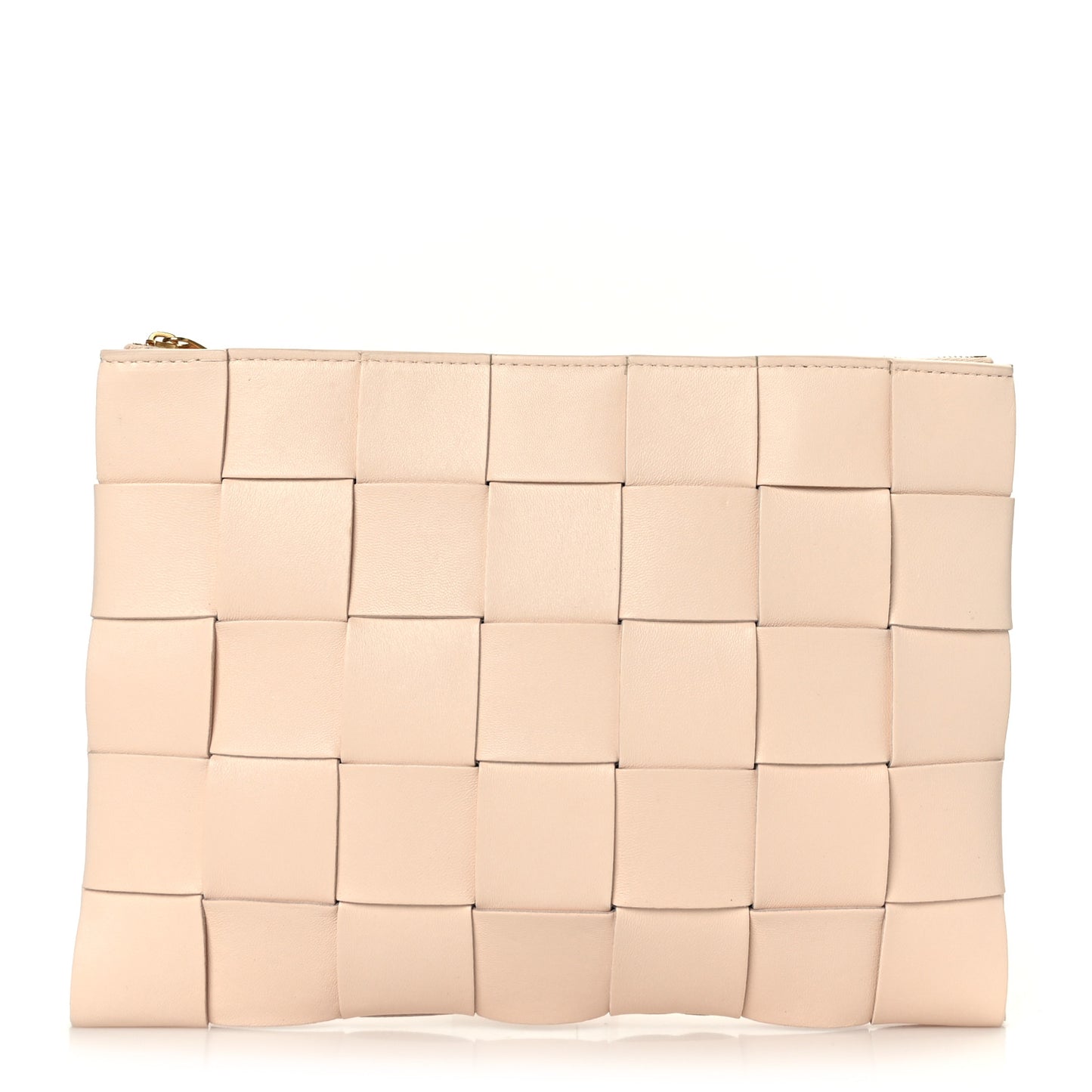 Nappa Maxi Intrecciato Medium Cassette Flat Zip Pouch Melon Washed