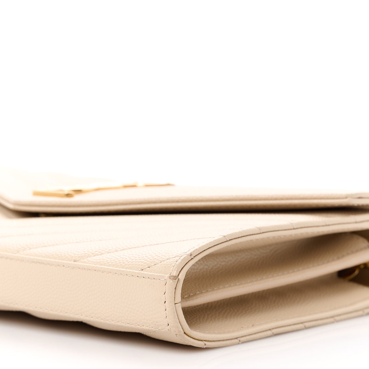 Grain De Poudre Matelasse Chevron Monogram Chain Wallet Dark Beige