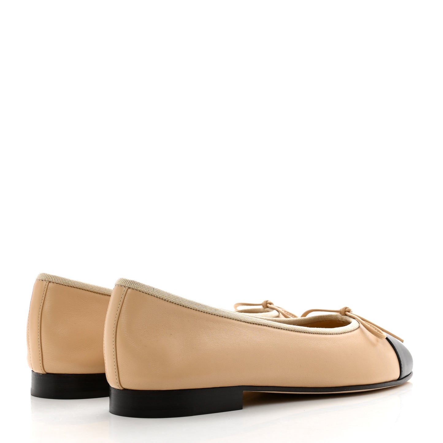 Lambskin Cap Toe CC Ballerina Flats 38 Beige Black