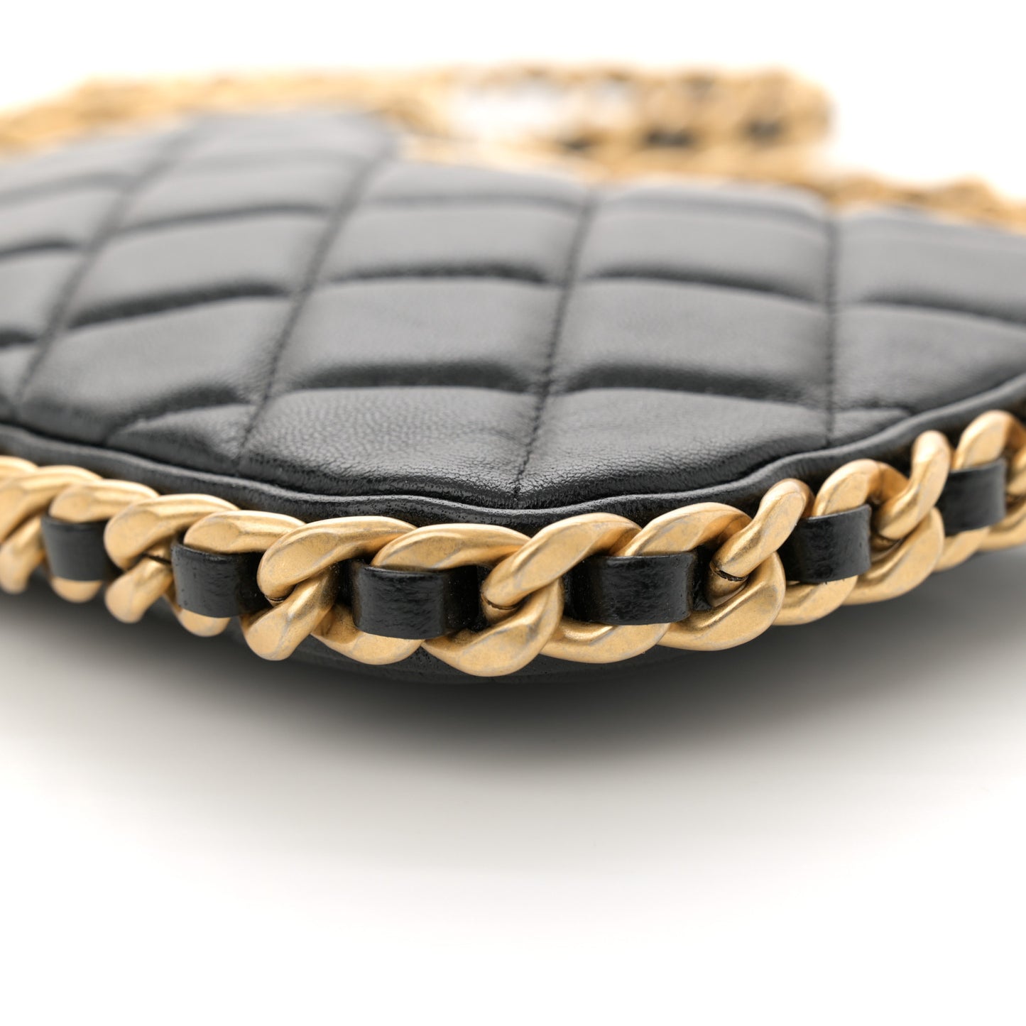 Lambskin Quilted Chain Around Top Handle Mini Bag Black