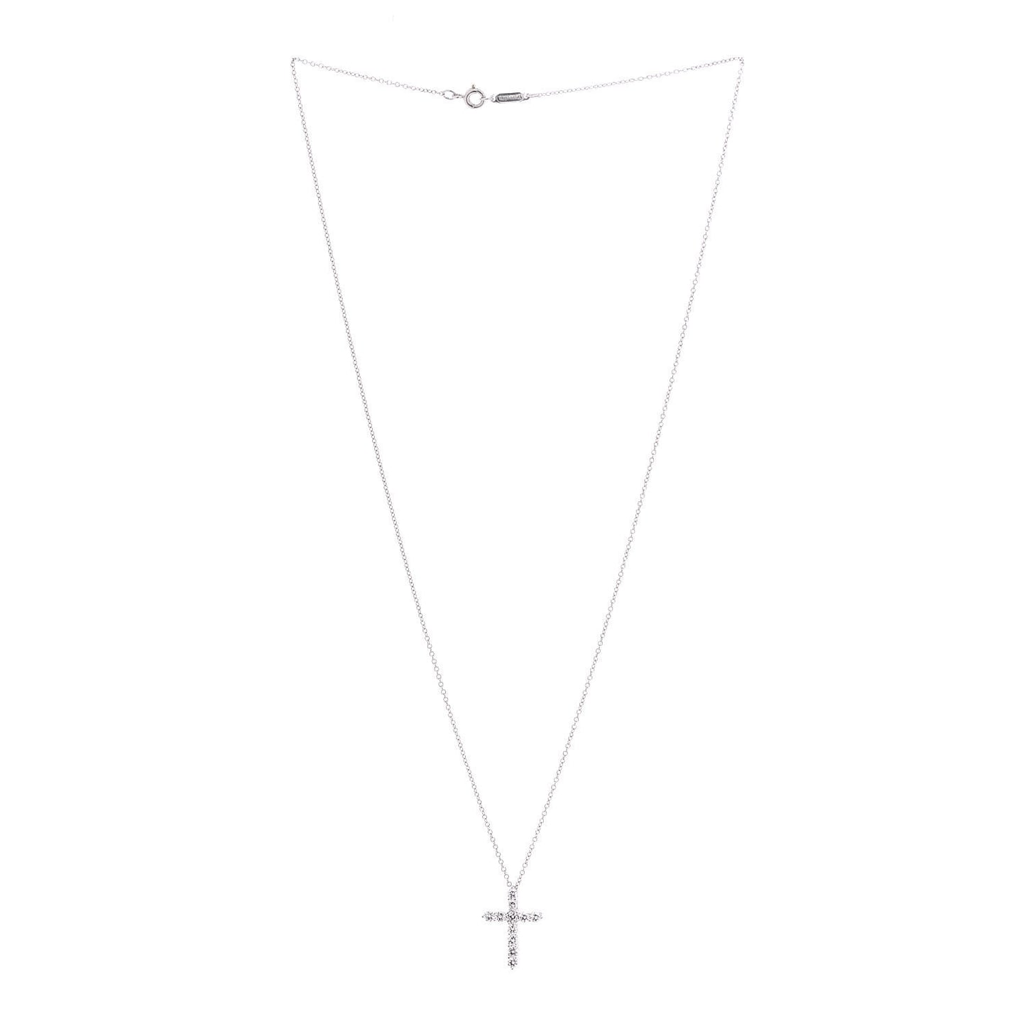 Platinum Diamond Small Cross Pendant Necklace