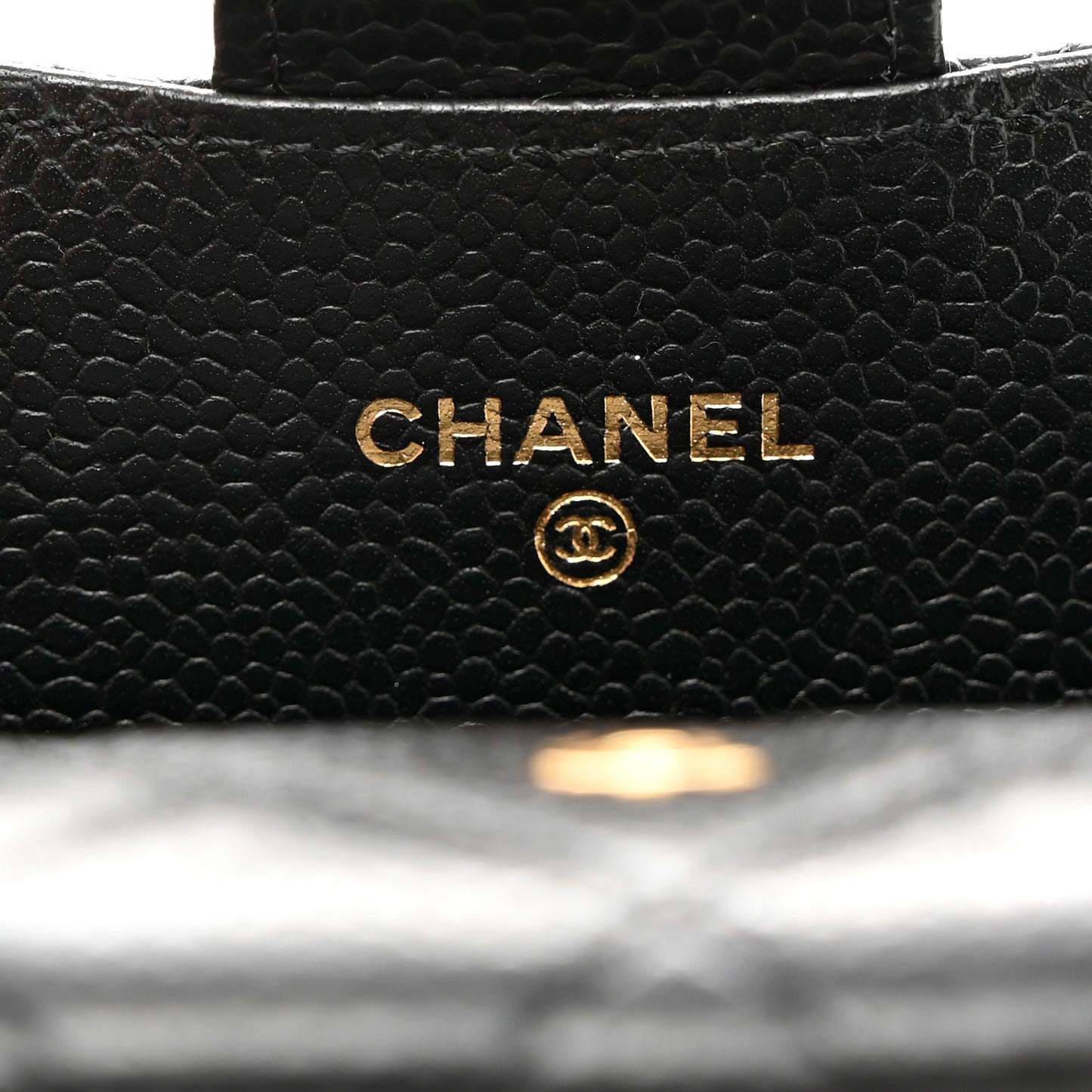 Caviar Quilted Flap Card Holder Wallet Black