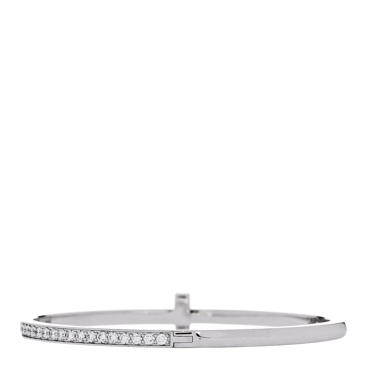 18K White Gold Diamond Narrow T1 Hinged Bangle Bracelet