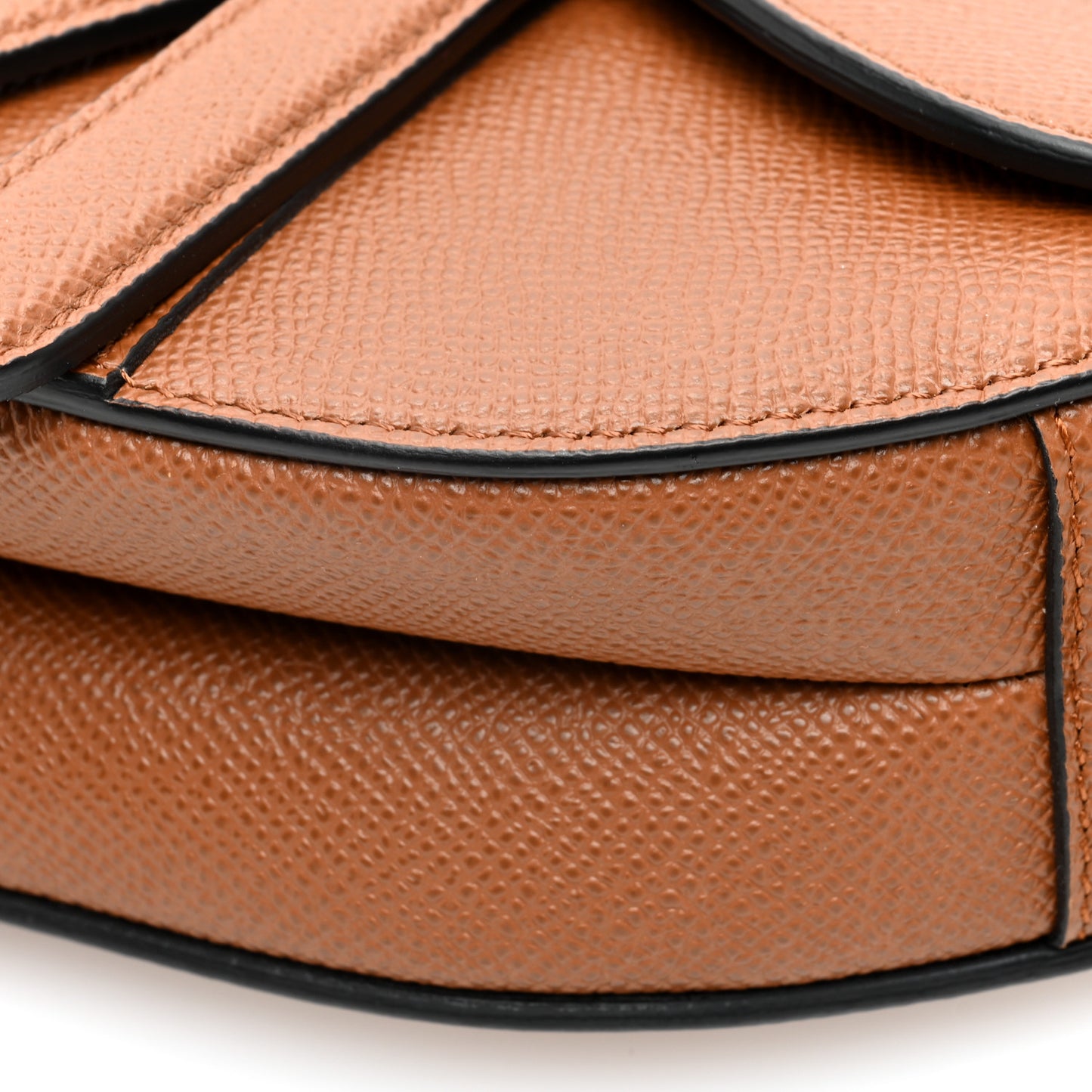 Grained Calfskin Mini Saddle Bag With Strap Camello