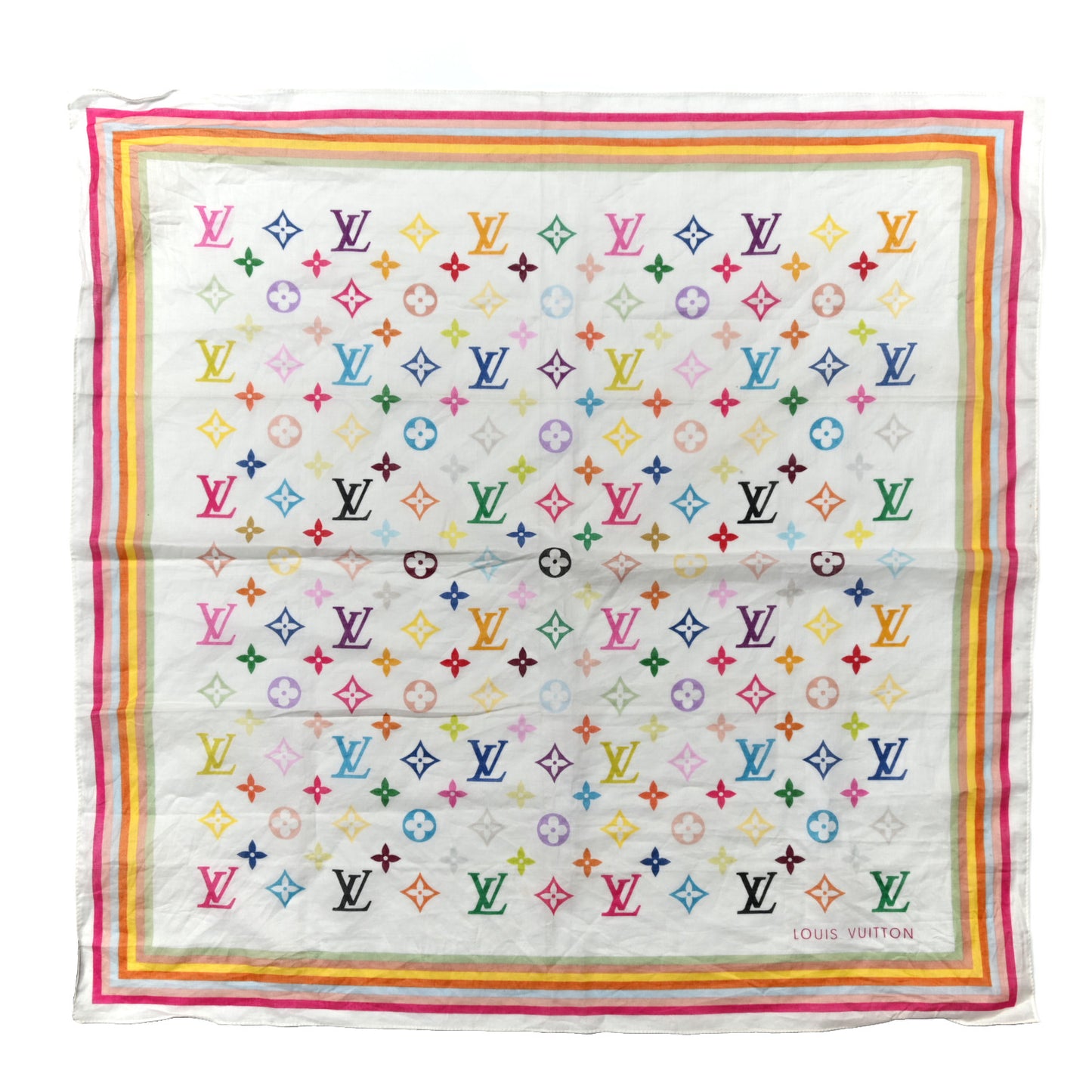 Silk Monogram Multicolor Scarf White