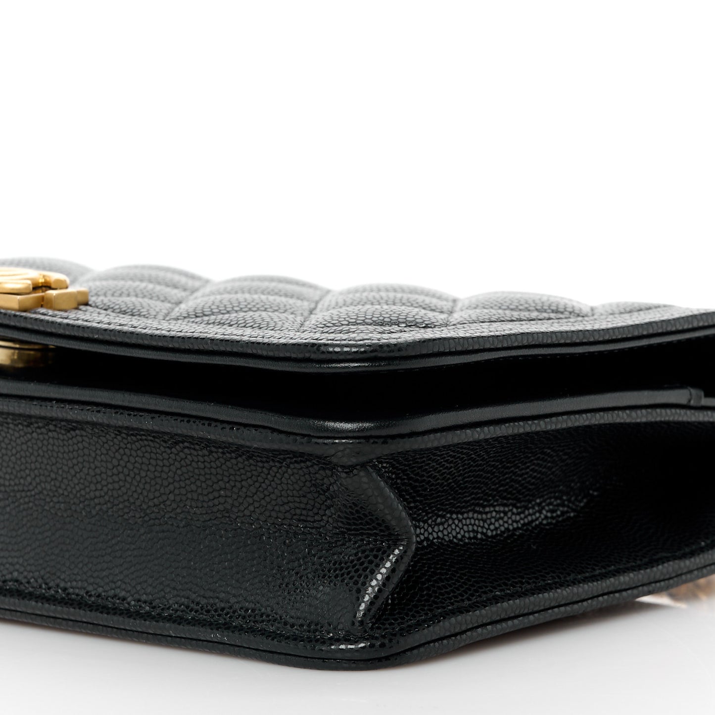 Caviar Quilted Boy Top Handle Wallet On Chain WOC Black