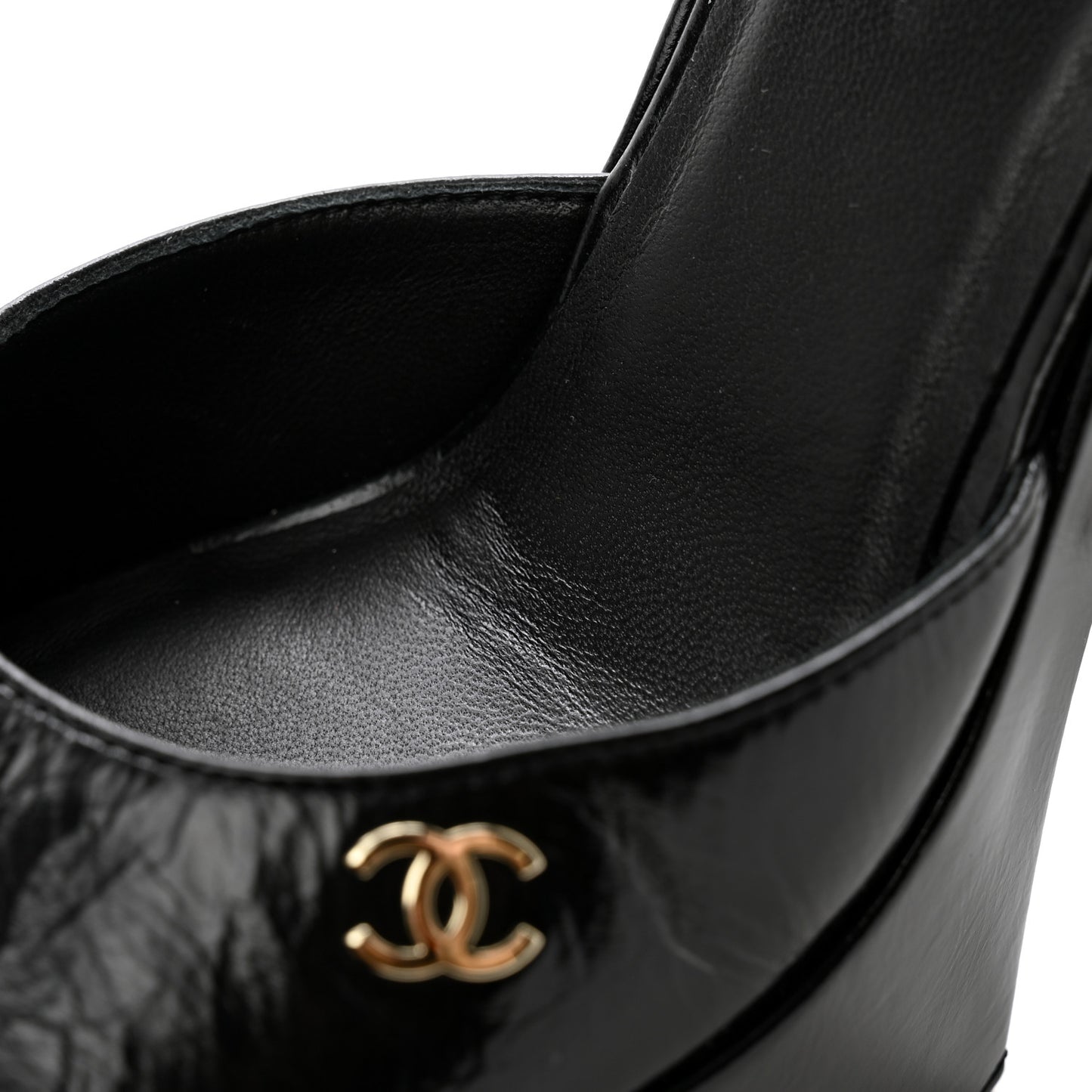 Calfskin CC Platform Sandals 38.5 Black