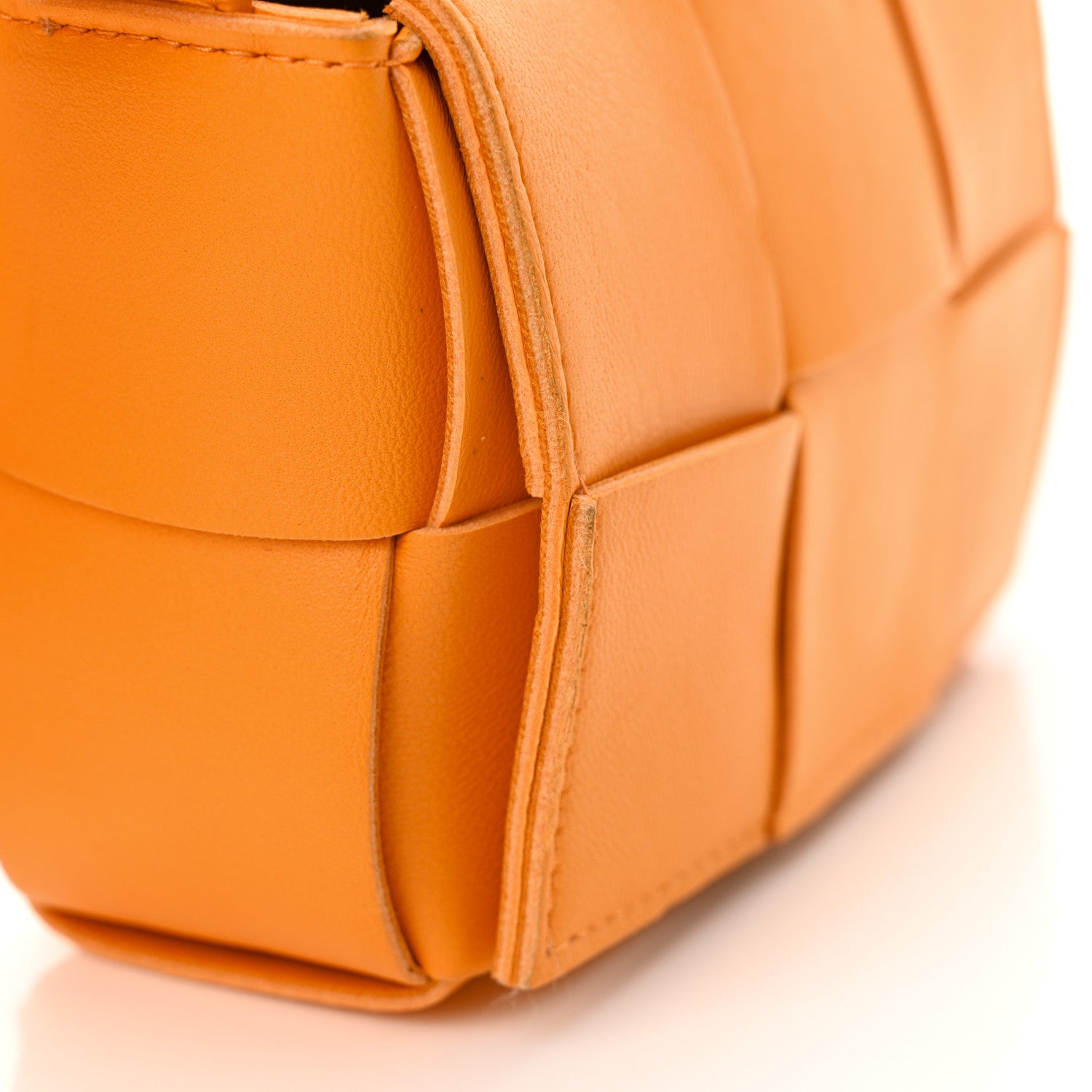 Bottega Veneta Lambskin Maxi Intrecciato Extra Mini Cassette Crossbody Bag Tangerine 10 of 10