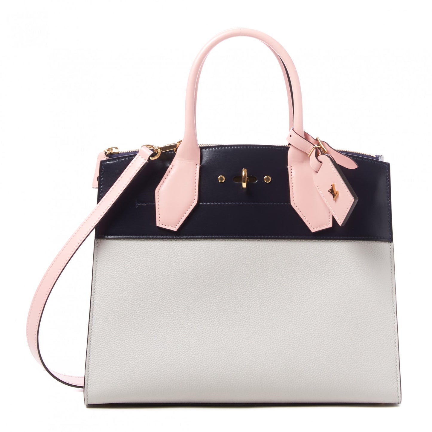 Calfskin City Steamer MM Gris Antartica Navy Rose Doux