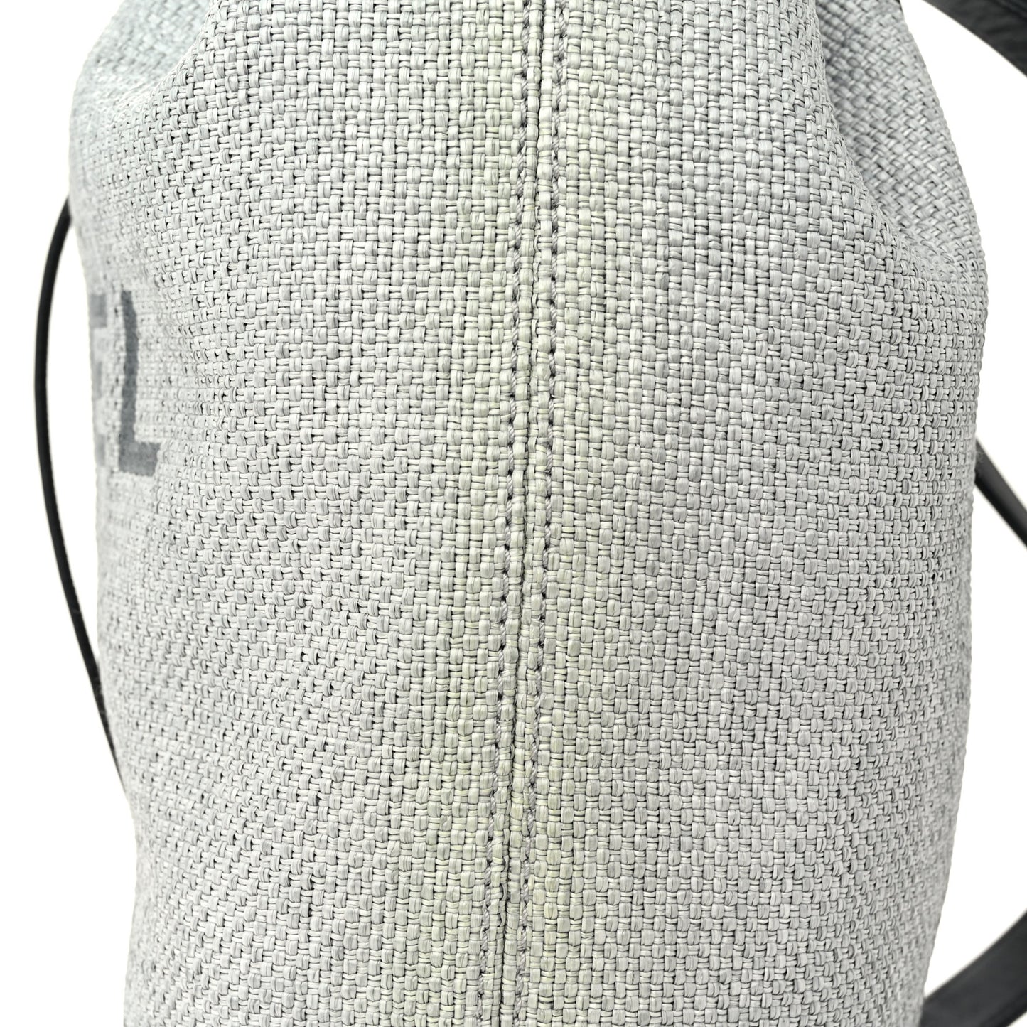Woven Straw Raffia Large Deauville Backpack Grey Black