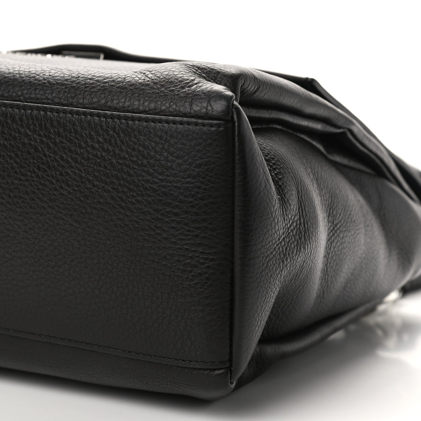 Pebbled Calfskin Small Pandora Pure Flap Bag Black