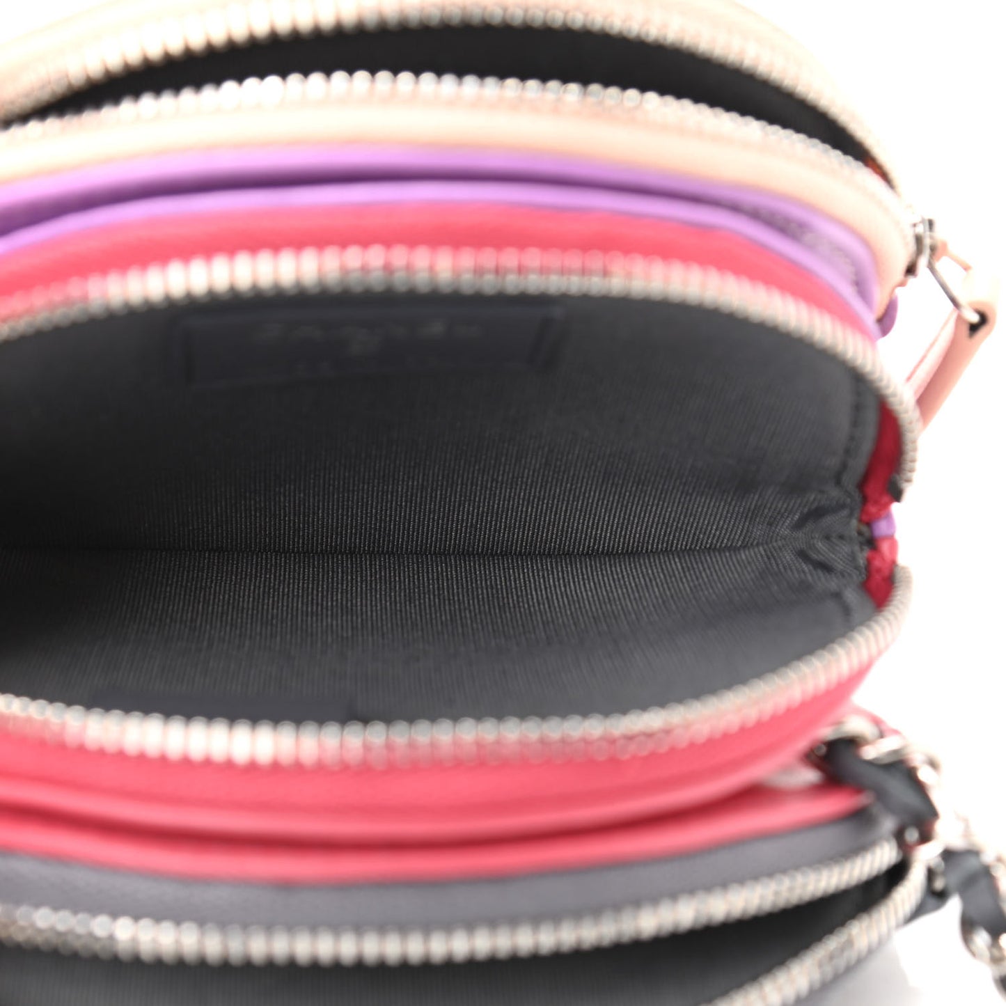 Lambskin Quilted Round Clutch With Chain Multicolor
