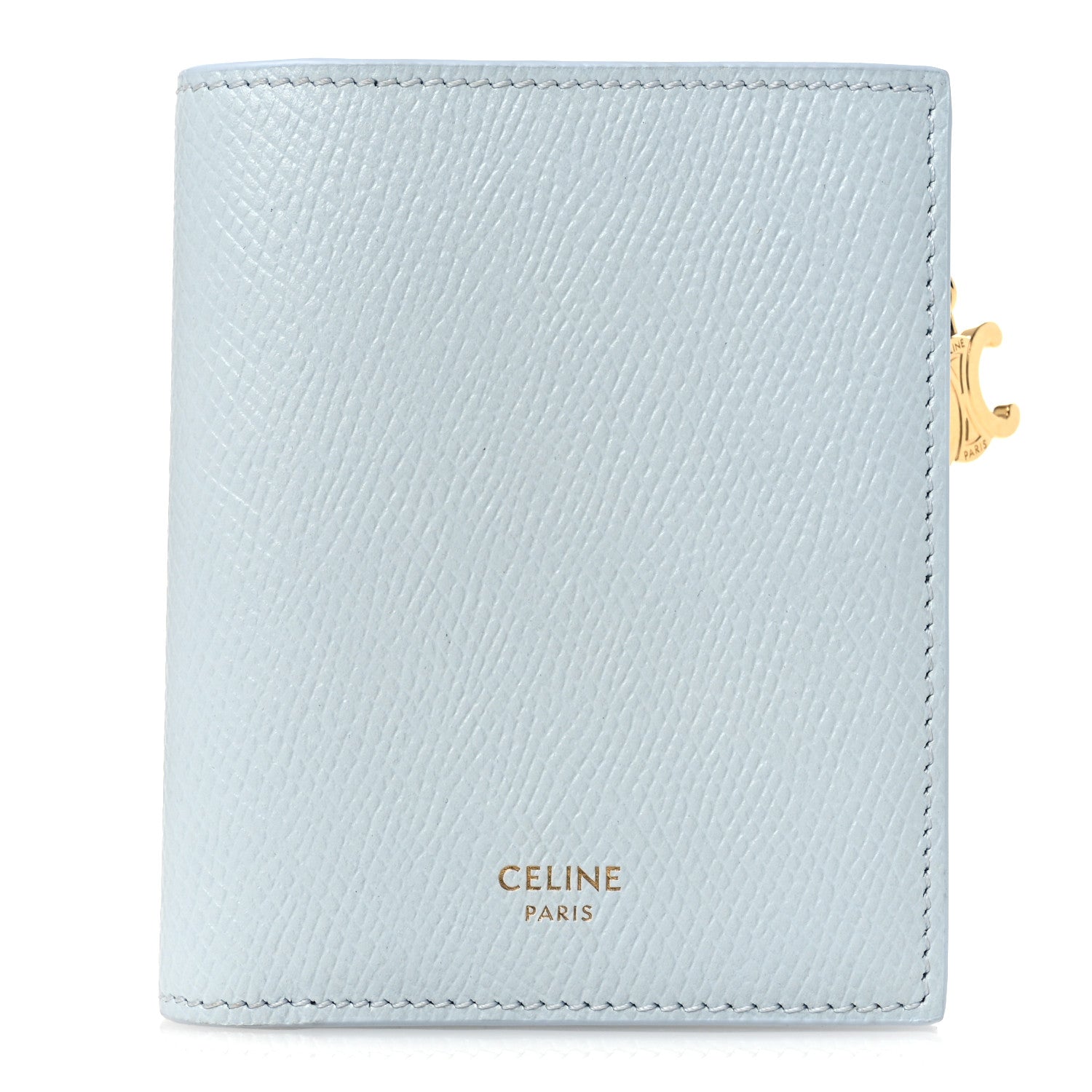 Celine Grained Calfskin Compact Triomphe Charms Wallet Glacier 