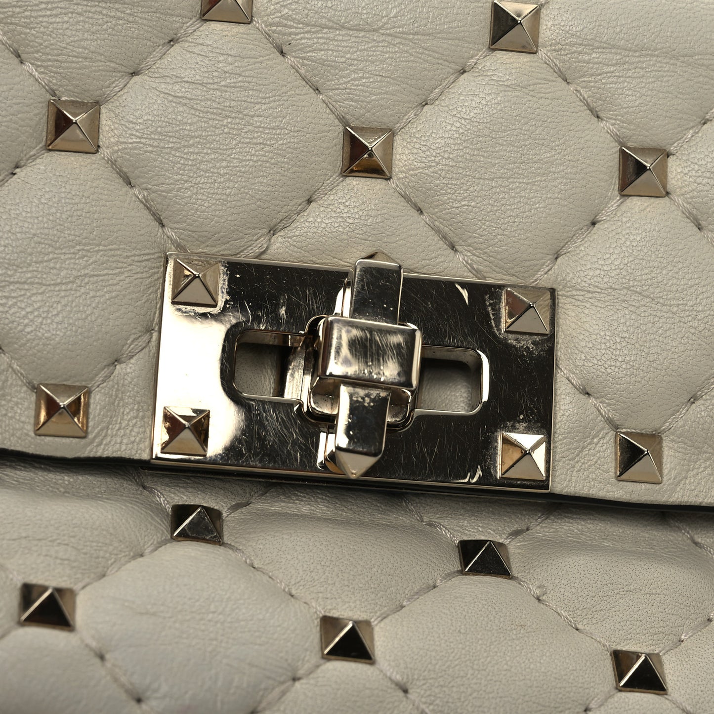 Nappa Small Rockstud Spike Shoulder Bag Light Ivory