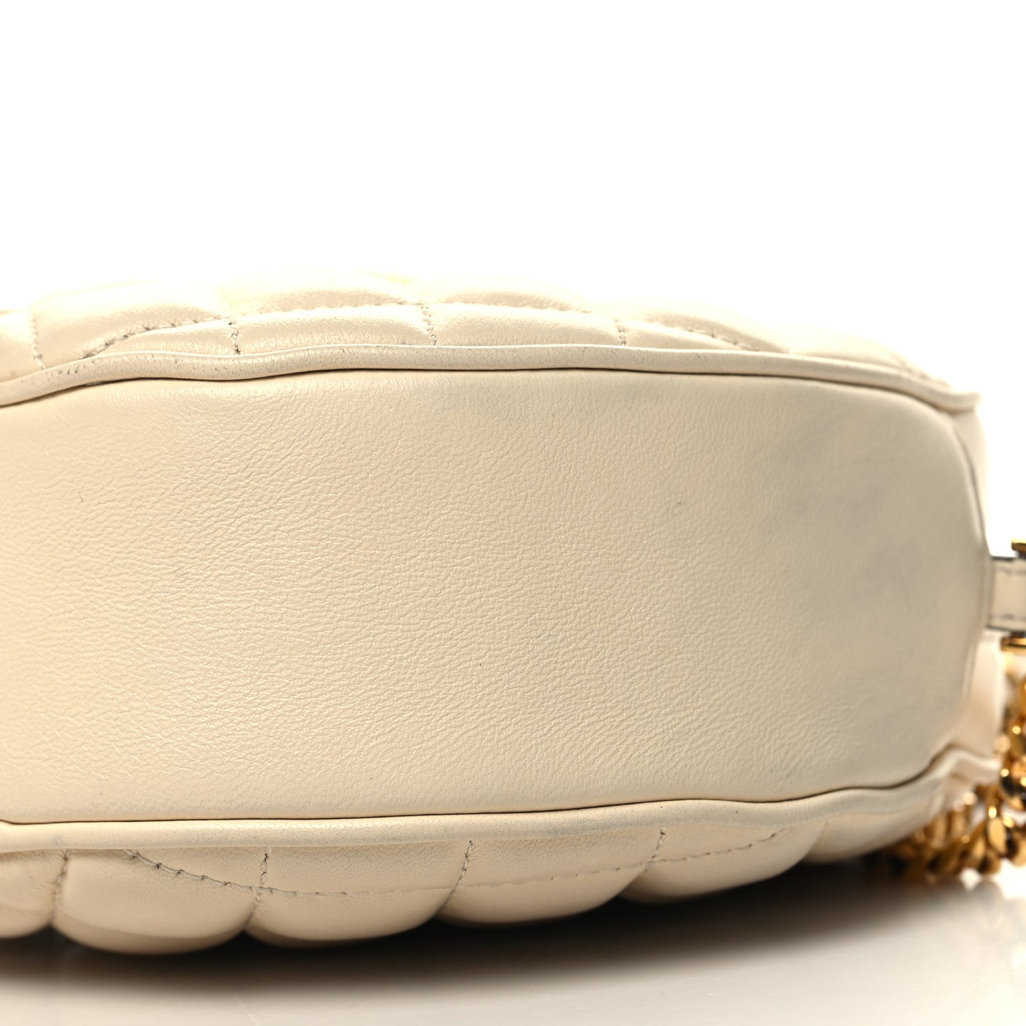Nappa Quilted La Medusa Round Camera Bag White