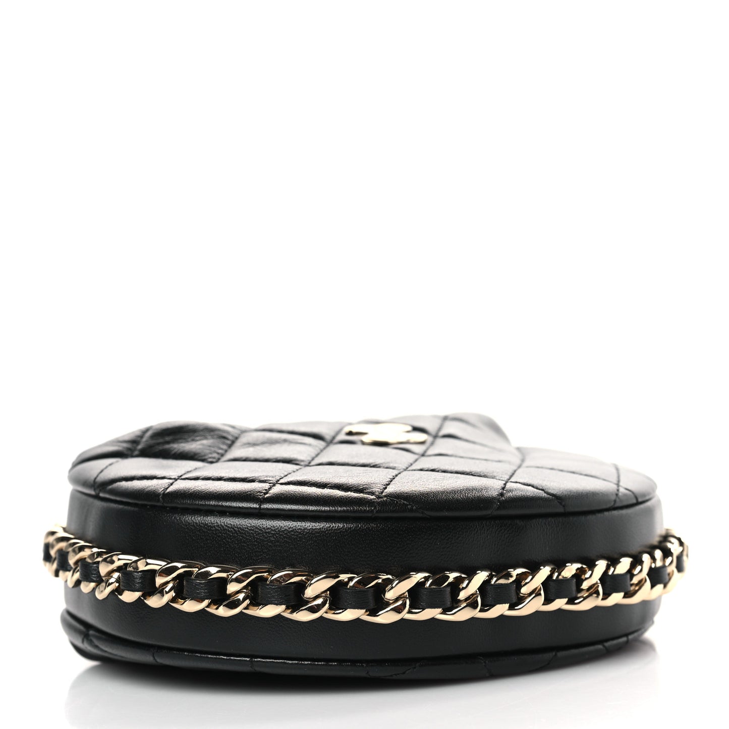 Lambskin Quilted Chain Around Pouch Black