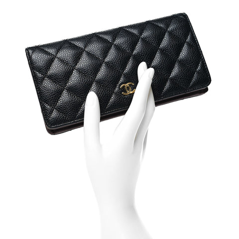 Caviar Quilted Yen Wallet Black