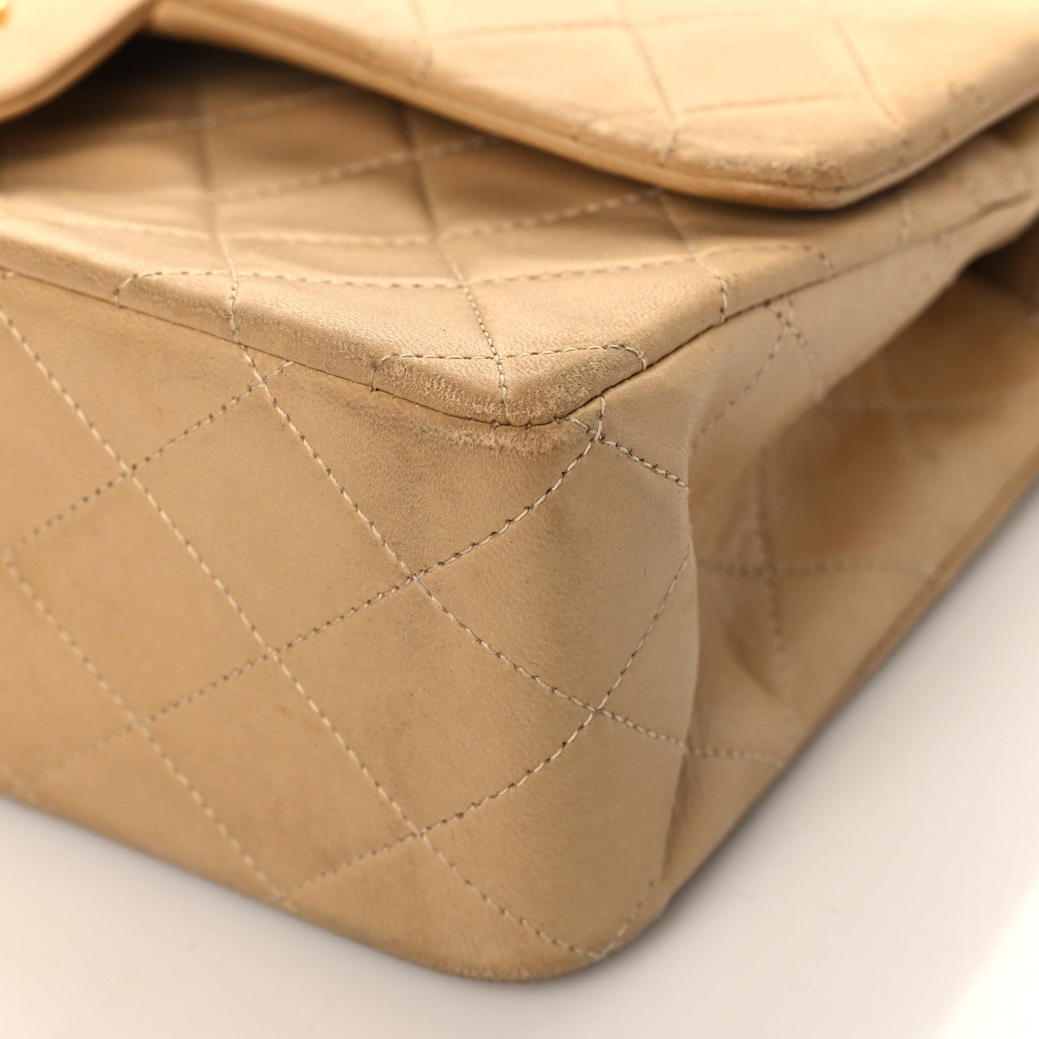 Chanel Lambskin Quilted Medium Double Flap Beige 8 of 15