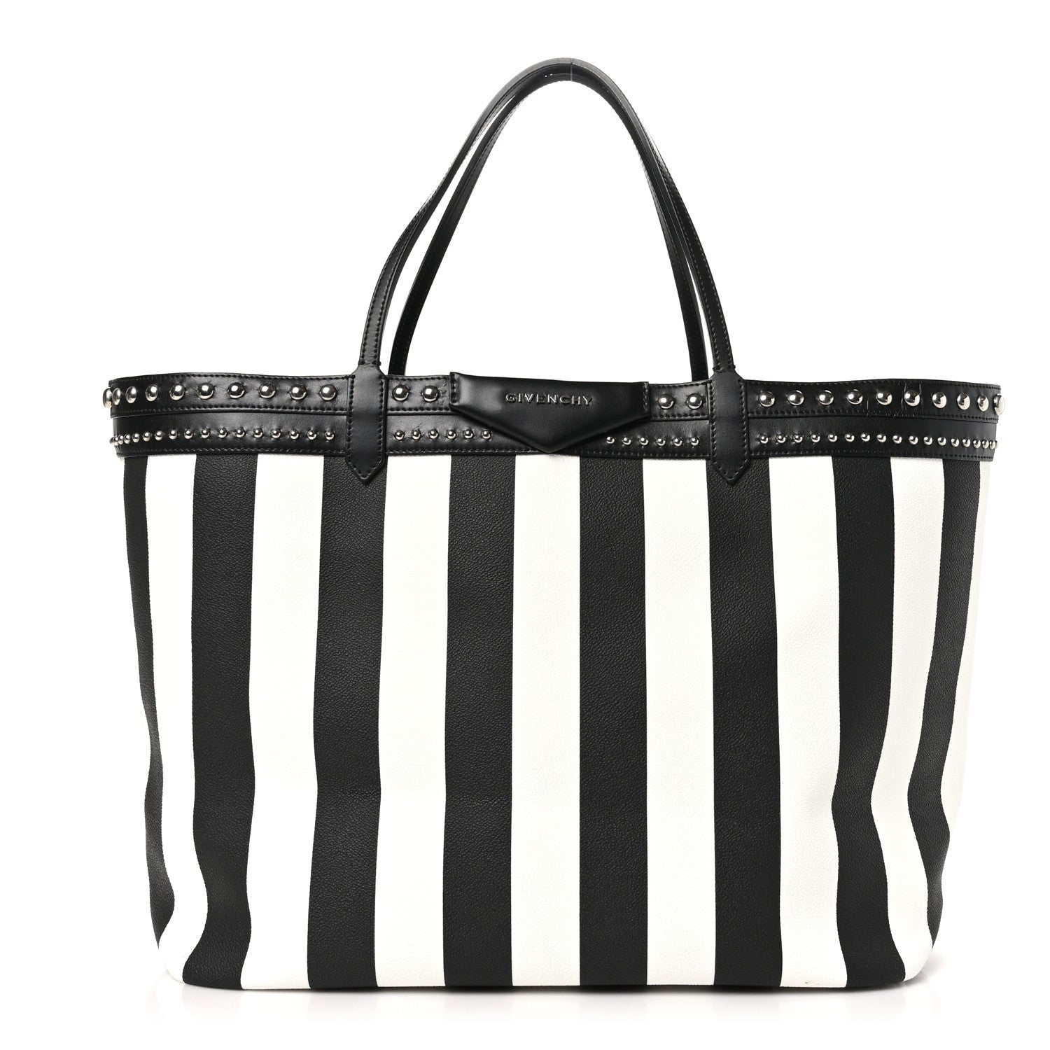 Givenchy Coated Canvas Striped Large Antigona Tote Black White 1 of 12