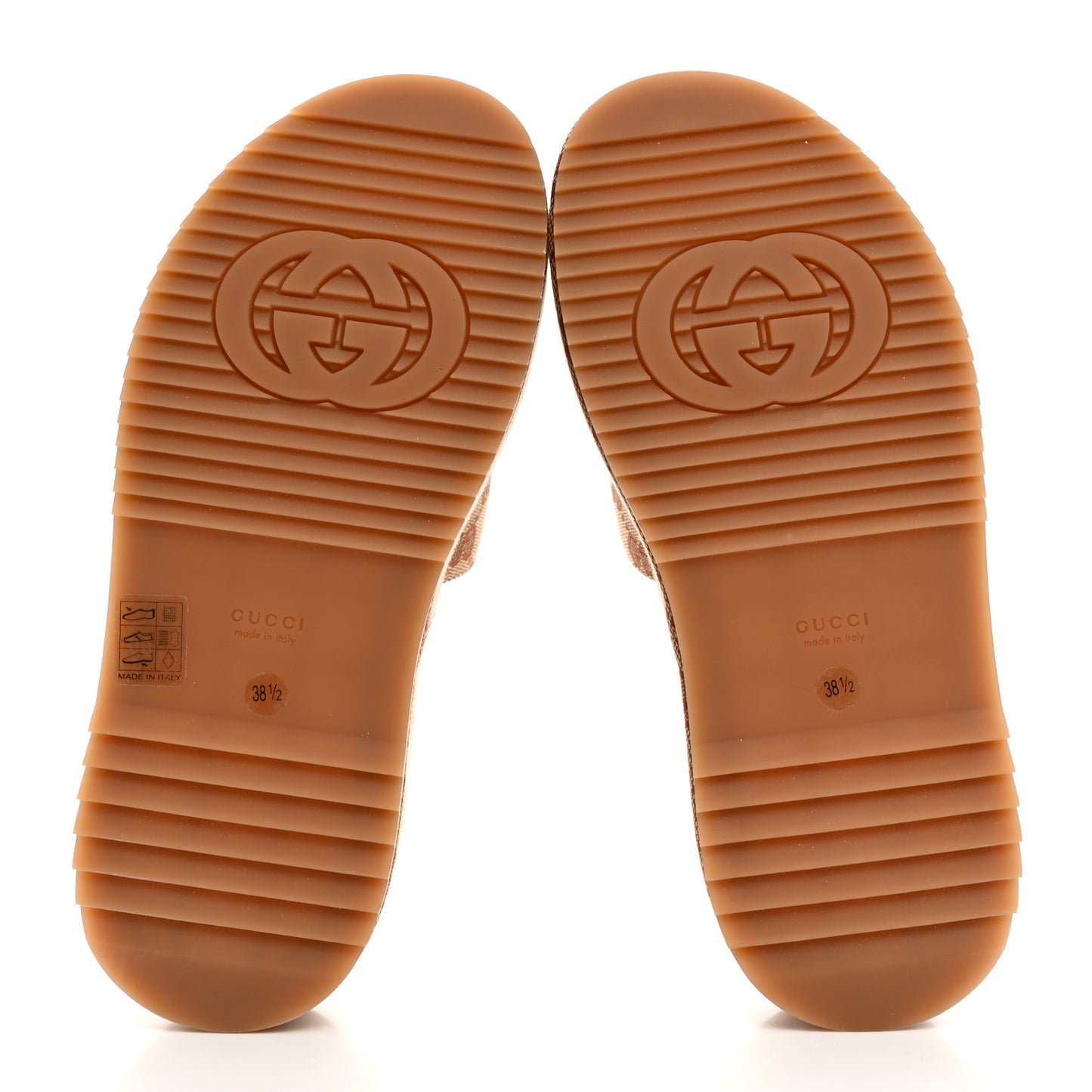 Canvas GG Monogram Angelina Platform Slide Sandals 38.5 Beige Ruggine