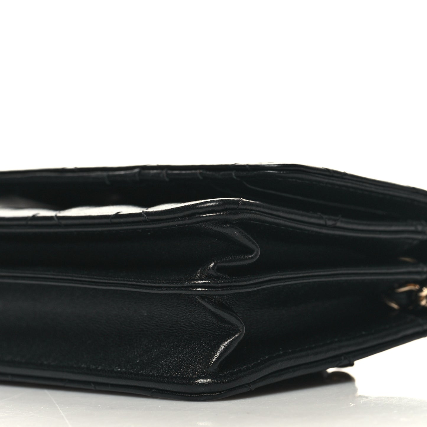 Lambskin Quilted Mini Camellia Bow Wallet On Chain WOC Black