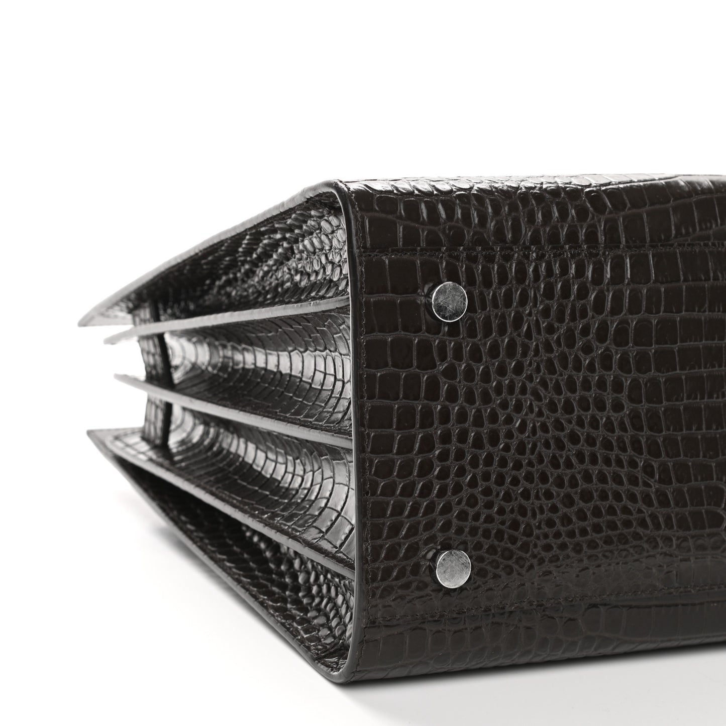 Calfskin Crocodile Embossed Small Sac De Jour Brown