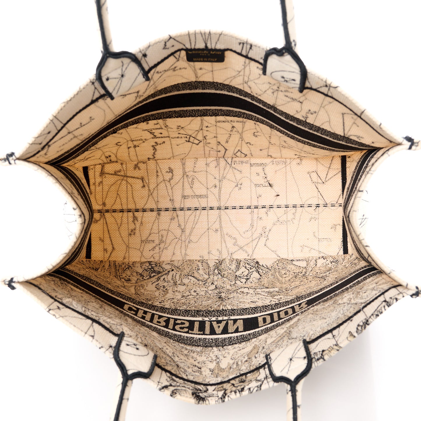 Canvas Embroidered Zodiac Book Tote Latte Multicolor