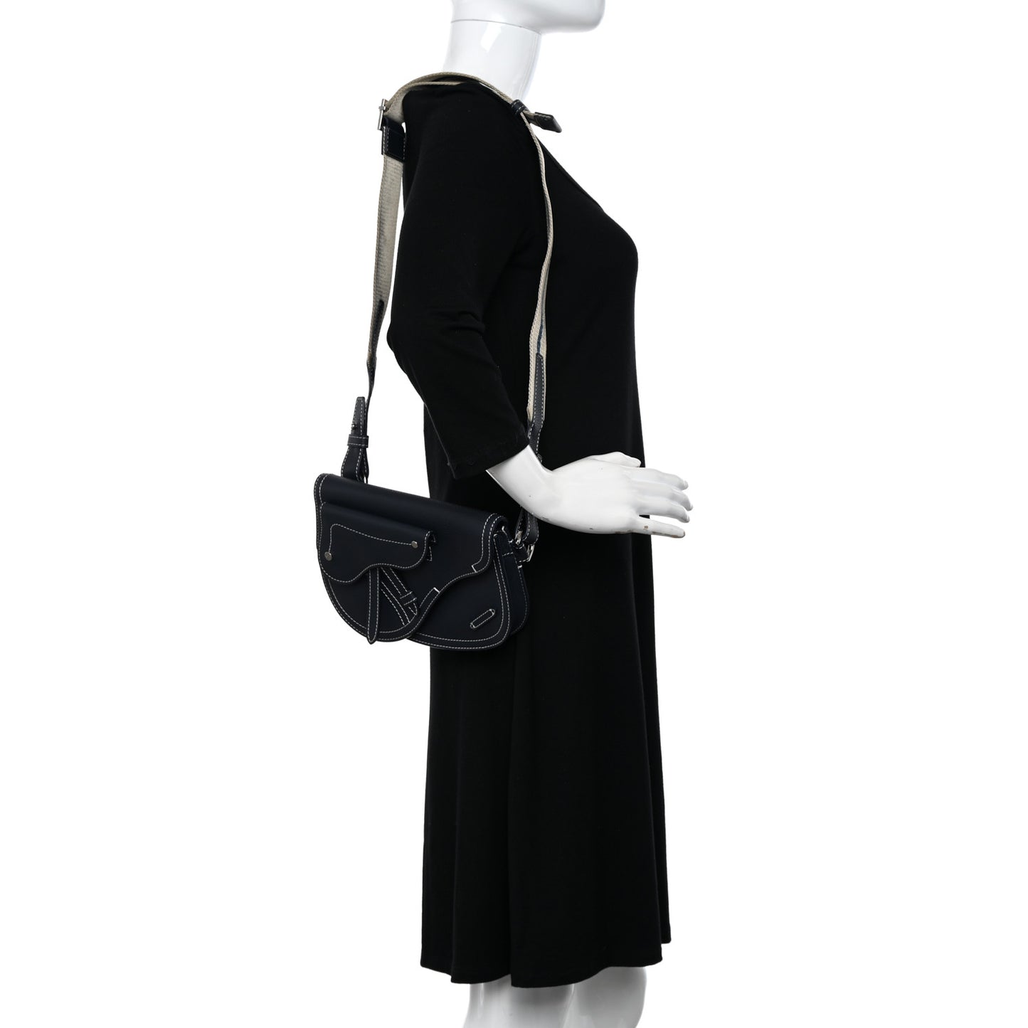 X KAWS Grained Calfskin Saddle Pouch Navy Blue