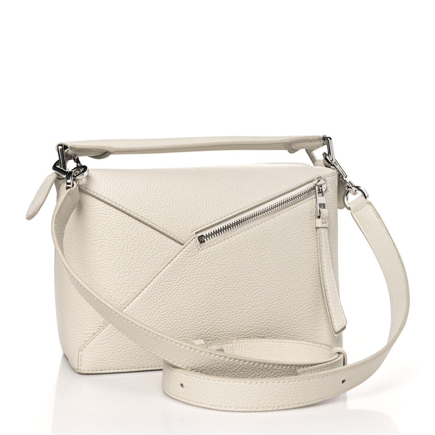 Soft Grained Small Puzzle Edge Bag Soft White
