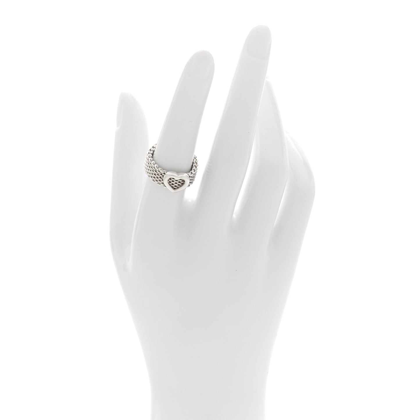 Sterling Silver Somerset Mesh Heart Ring 52 6