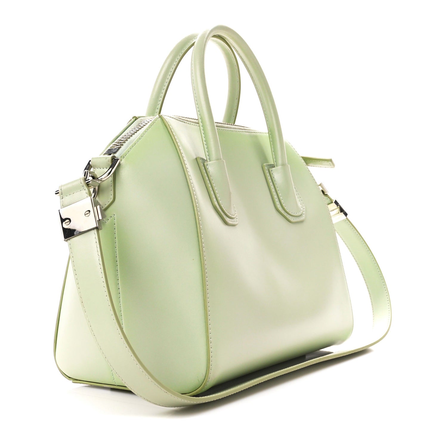 Shiny Lord Calfskin Mini Antigona Aqua Green