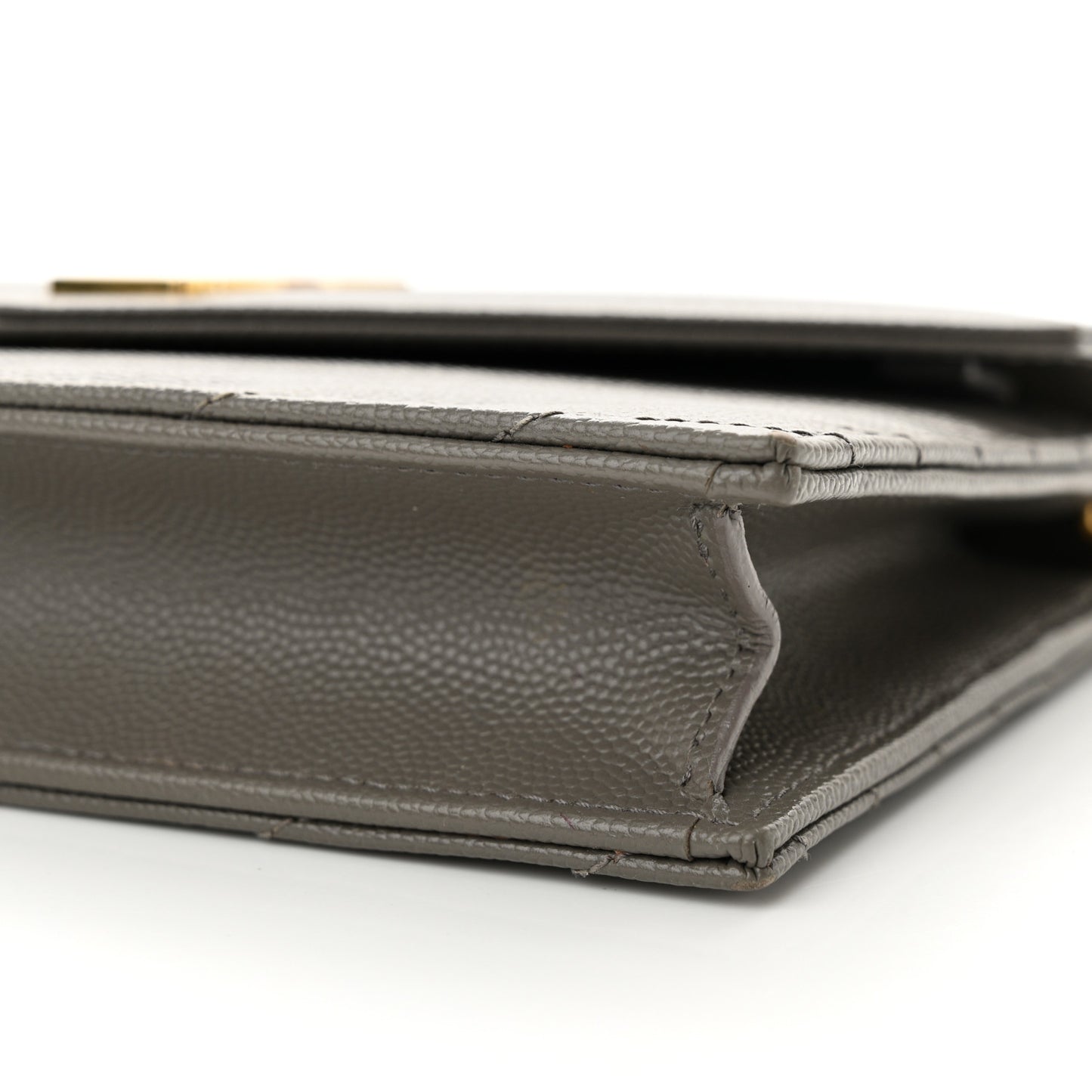 Grain De Poudre Matelasse Chevron Monogram Envelope Chain Wallet Fog
