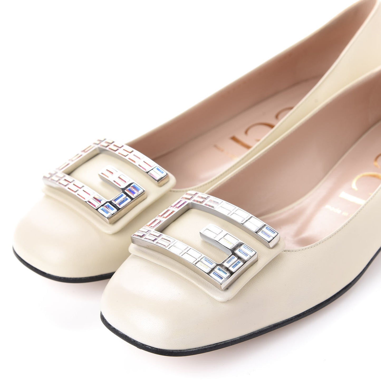 Malaga Kid Crystal Square G Madelyn Ballet Flats 41 Vintage White