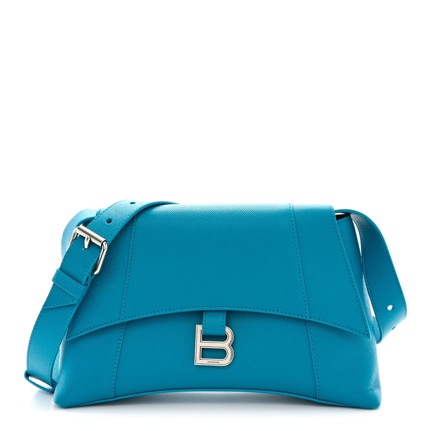 Grained Calfskin Small Downtown Shoulder Bag Turquoise