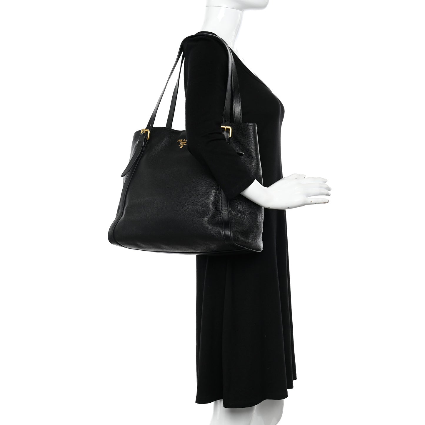 Vitello Daino Shopping Tote Black