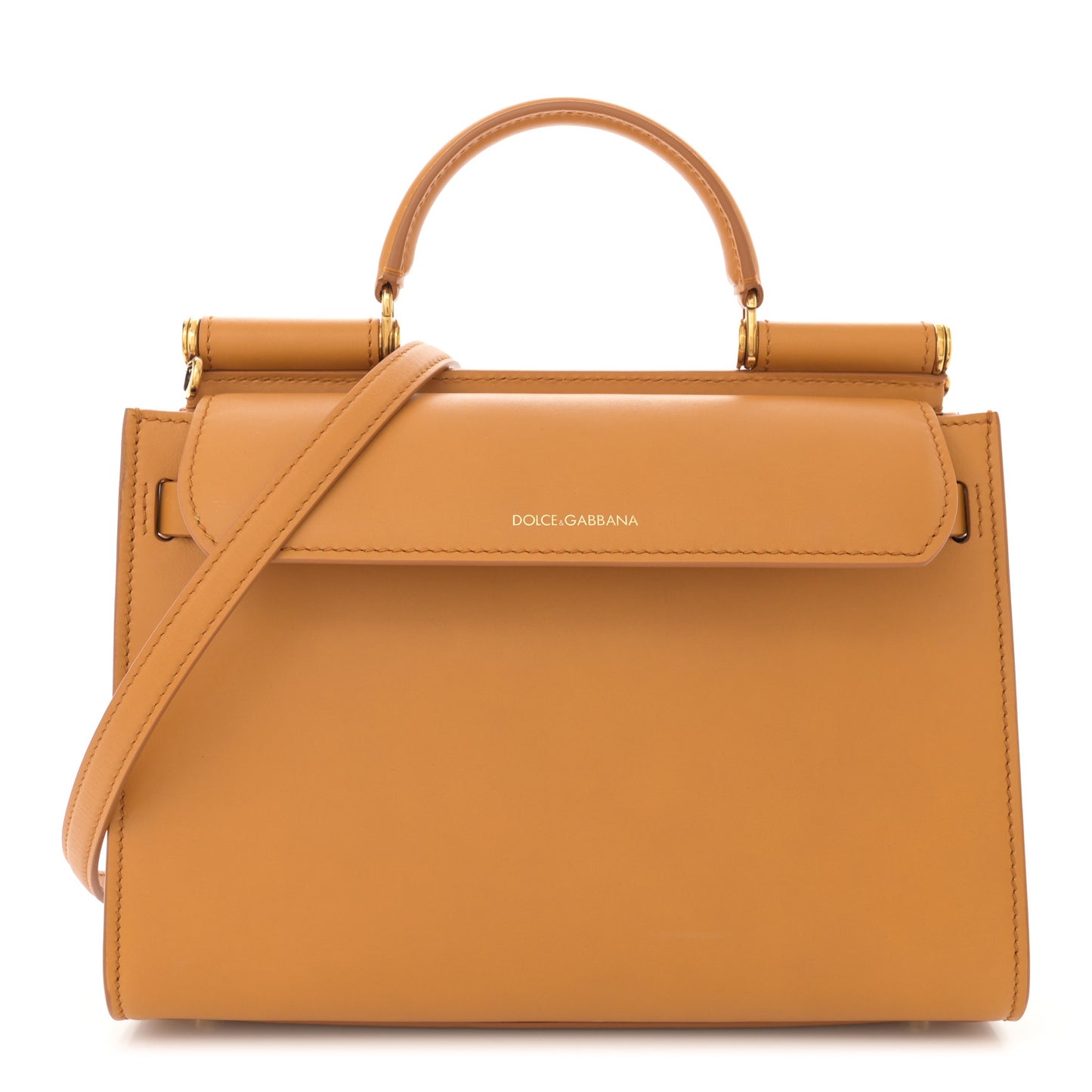 DOLCE GABBANA Vitello Morbido Small Sicily 62 Bag Light Brown