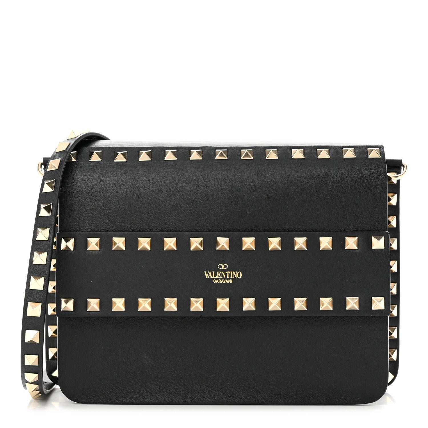 Valentino Garavani Vitello Rockstud Side Slip Crossbody Black 1 of 10