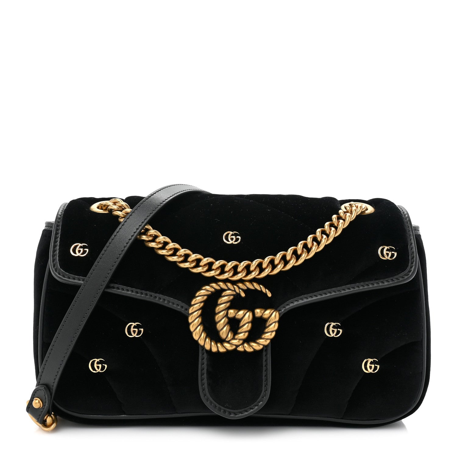 Gucci Velvet Matelasse Double G Studs Small Torchon GG Marmont