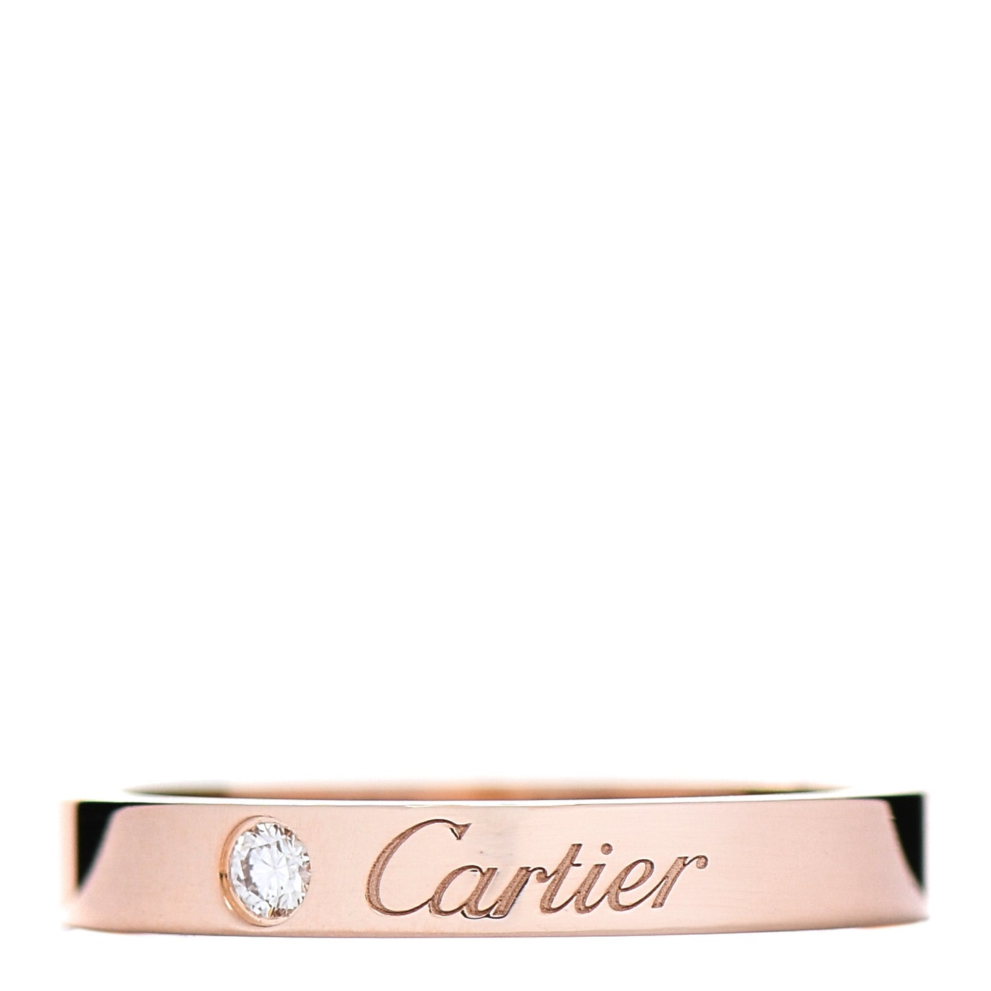 18K Pink Gold Diamond 3mm C De Cartier Wedding Band Ring 53 6.5