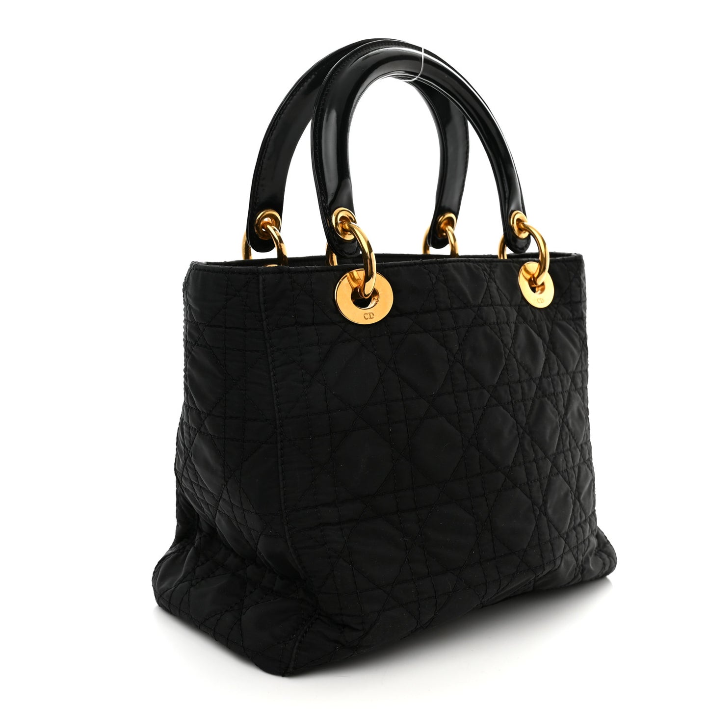 Nylon Cannage Medium Lady Dior Black
