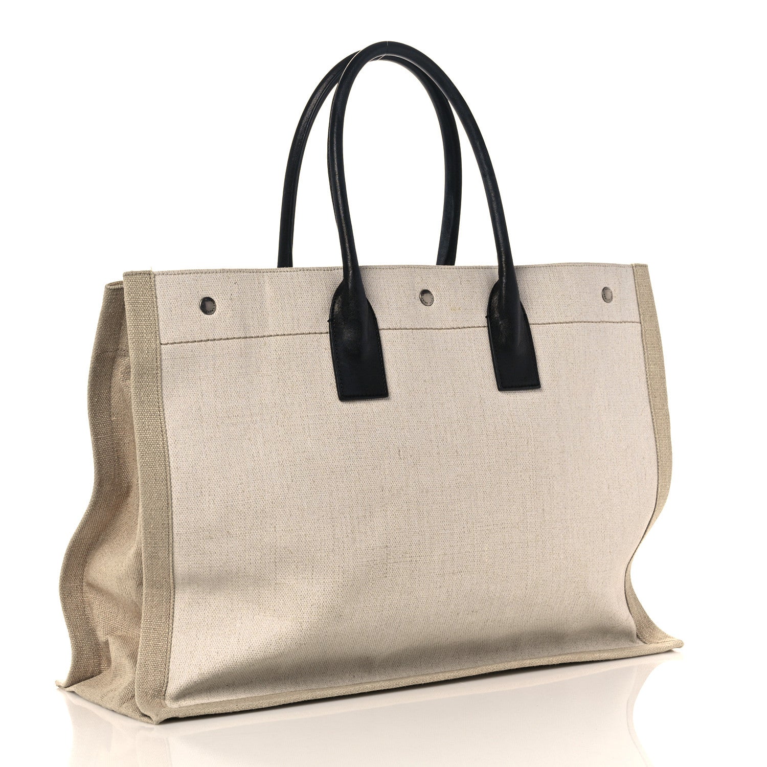 Saint Laurent Linen Calfskin Rive Gauche Tote Optic White 3 of 14