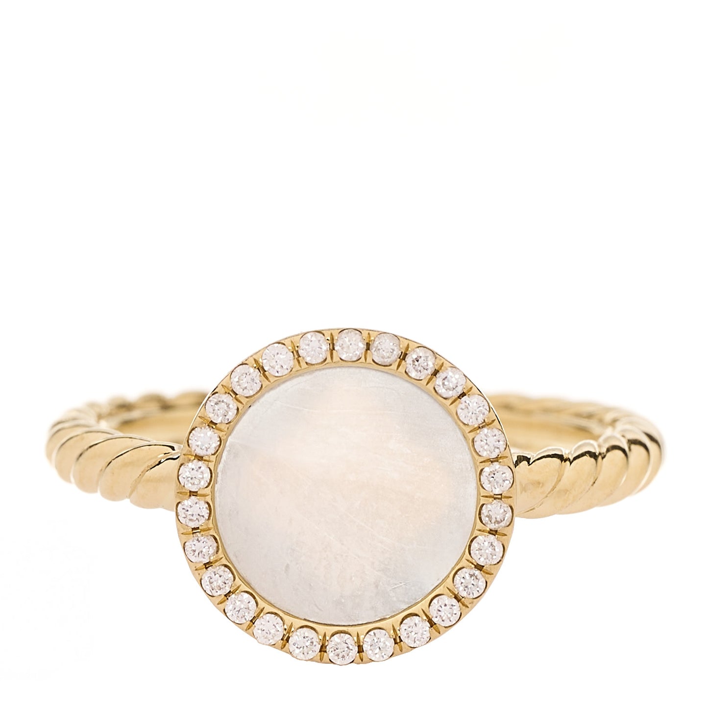 18K Yellow Gold Diamond Pearl Petite Elements Ring 53 6.5