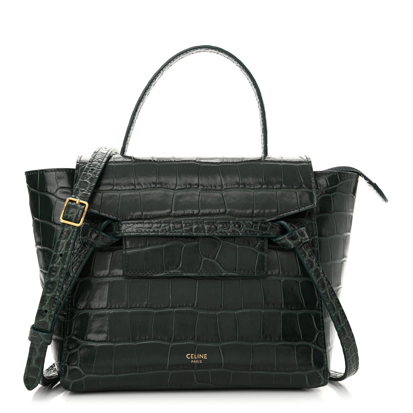 Calfskin Crocodile Embossed Nano Belt Bag Amazone