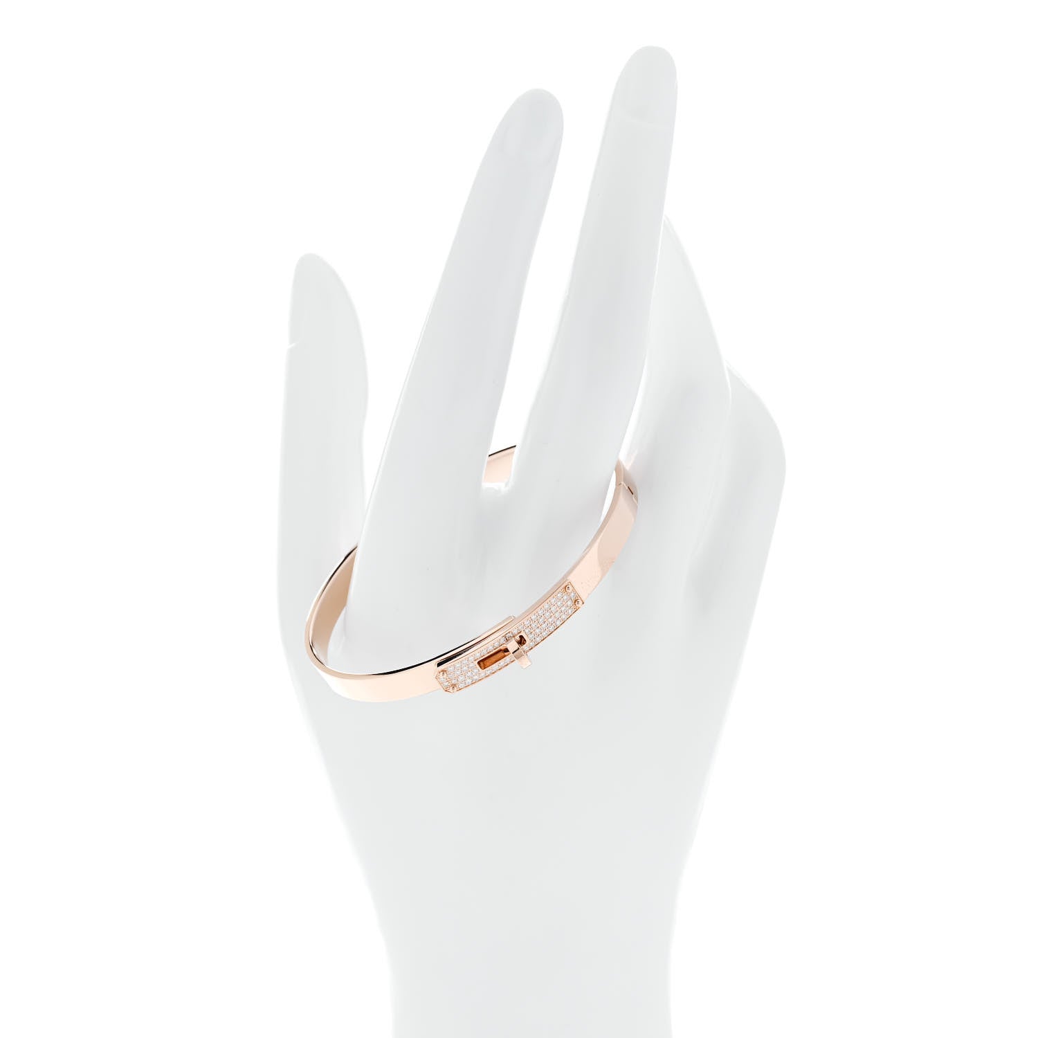 Hermes 18K Rose Gold Diamond PM Kelly Pave Bracelet SH 2 of 5