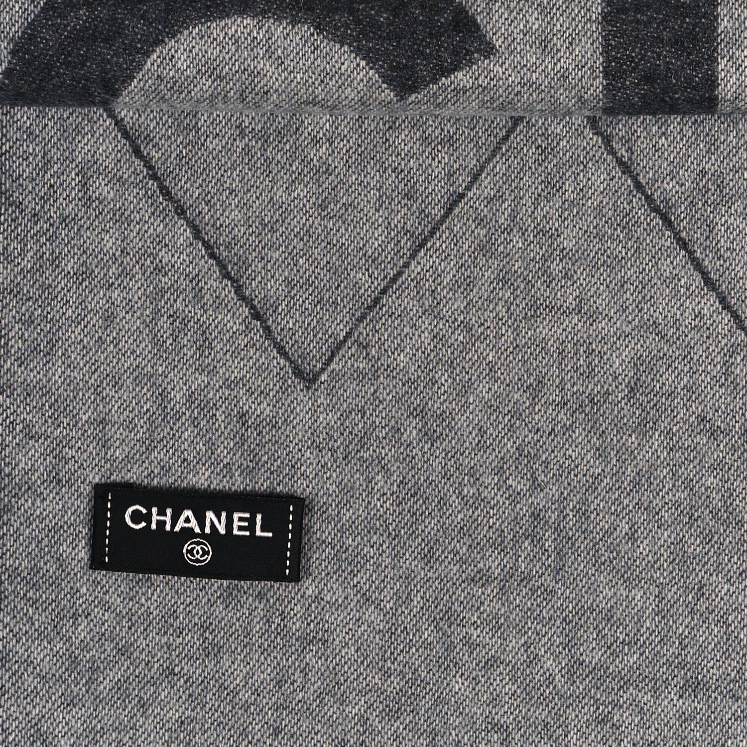 Chanel Cashmere Silk Quilted CC Logo Stole Black 3 of 3