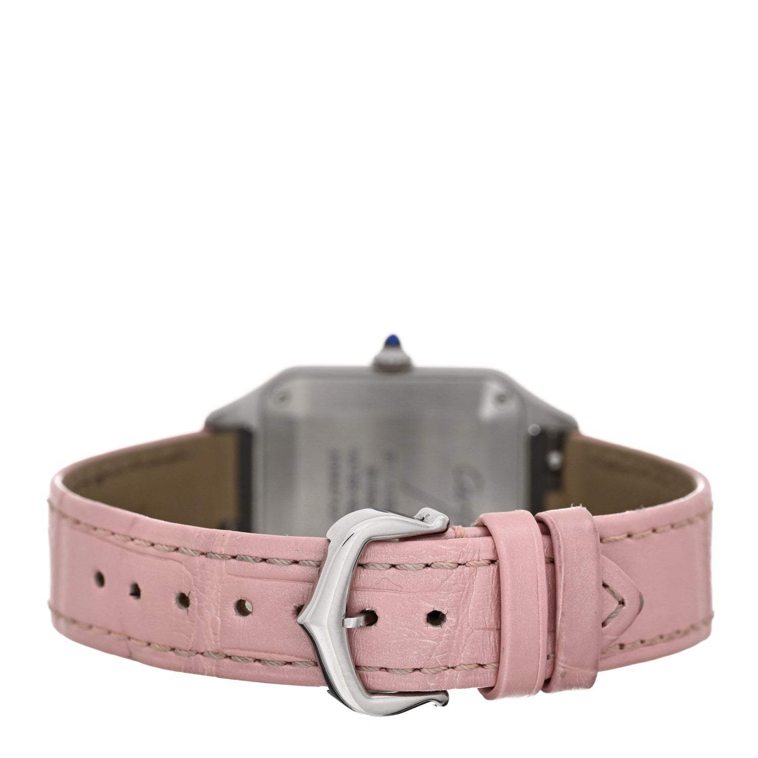 Cartier Stainless Steel Alligator 27.5mm Santos Dumont Quartz Watch Pink 3 of 5