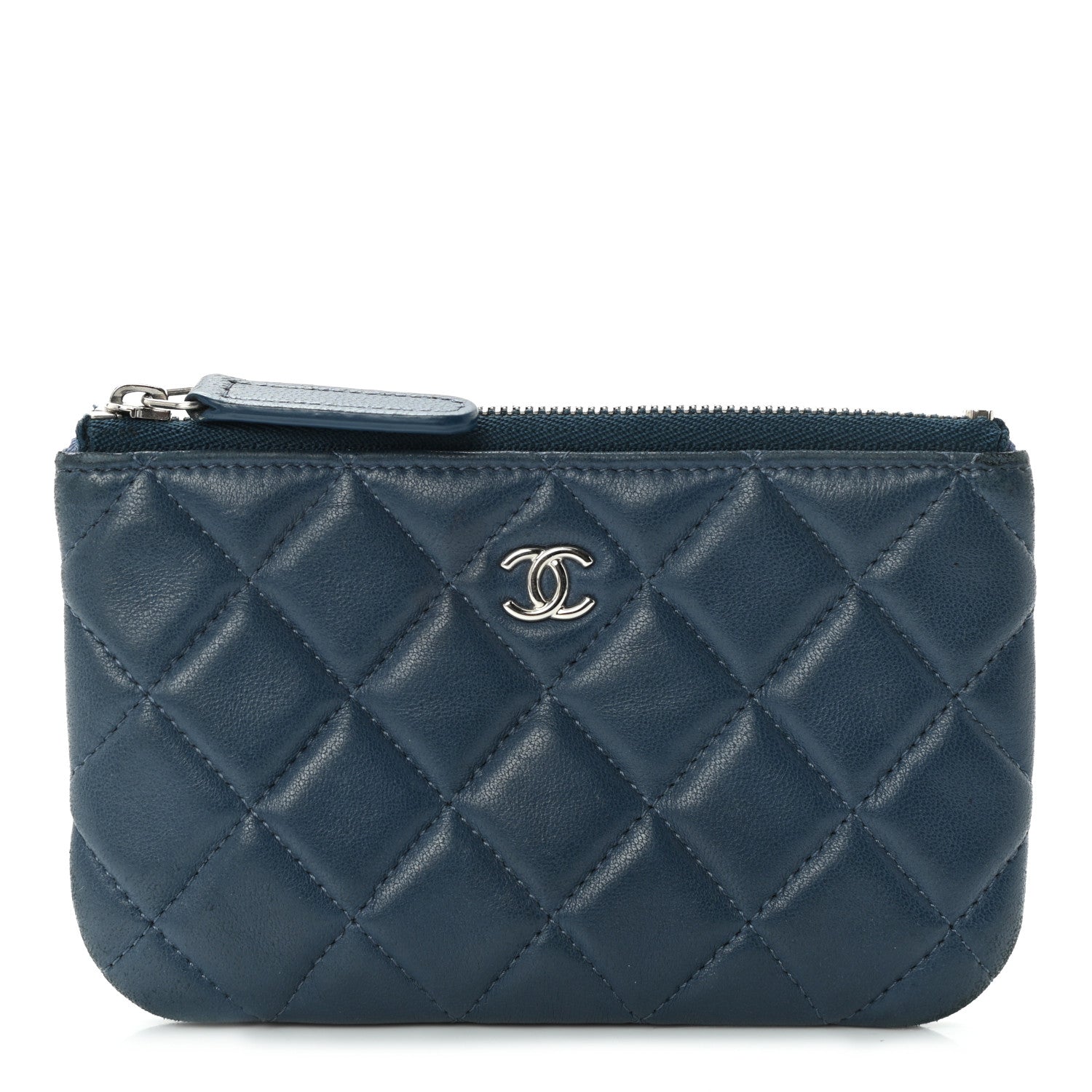 Chanel Lambskin Quilted Small Cosmetic Case Navy 1 of 10