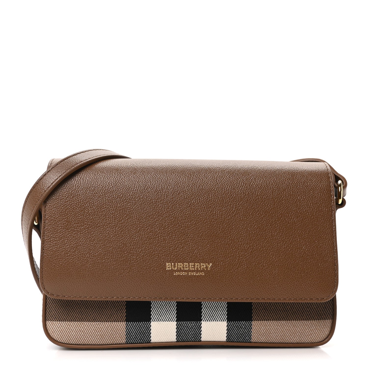 【APERTY】Sサイズ WIDE BAG TARTAN BROWN Burberry Grained Calfskin House Check Tartan Mix New Hampshire